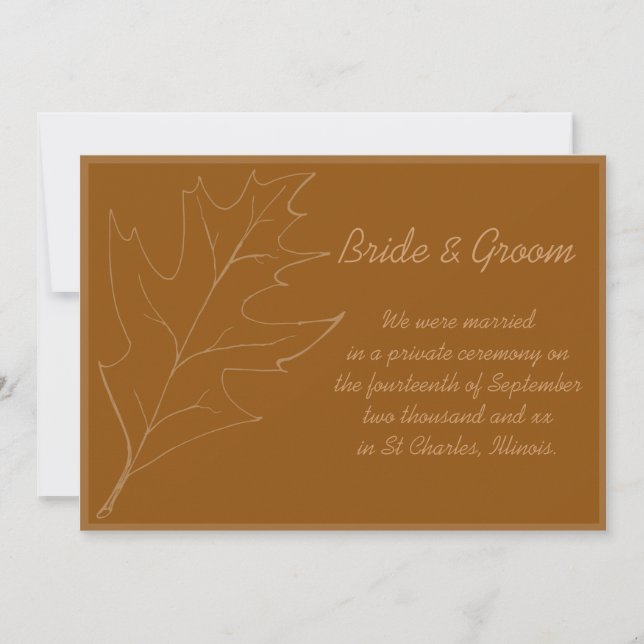 Fall Oak Leaf Marriage / Elopement Announcement (Front)