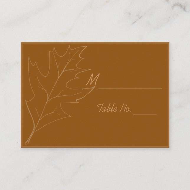 Fall Oak Leaf Wedding Place Cards (Front)