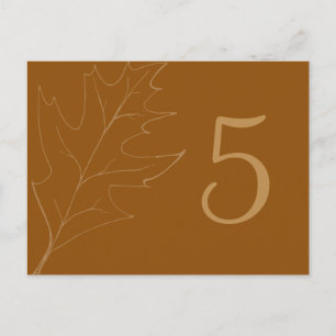 Fall Oak Leaf Wedding Table Number Postcard
