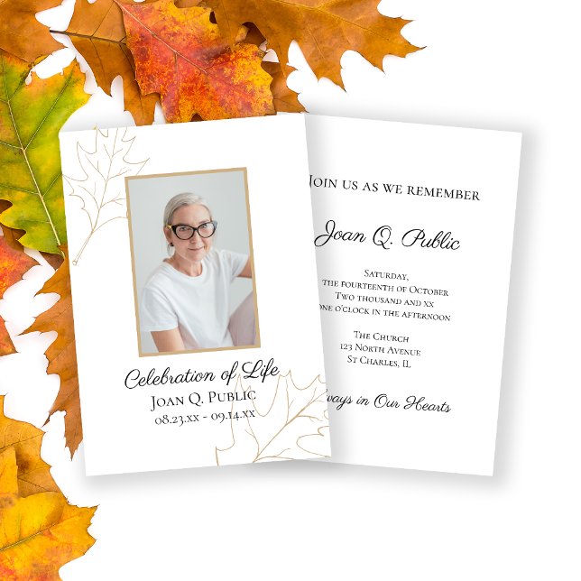 Fall Oak Leaves Celebration of Life Invitation (Creator Uploaded)