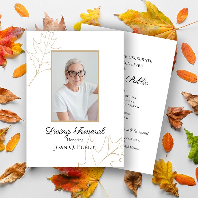 Fall Oak Leaves Living Funeral Party Invitation (Creator Uploaded)