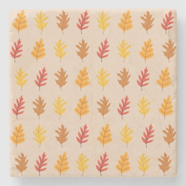 Fall Oak Leaves Stone Coaster (Front)