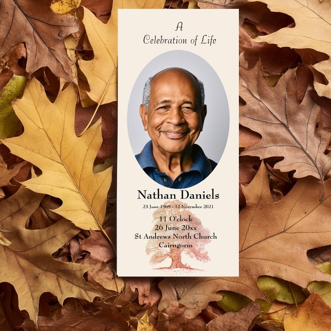 Fall Oak Tree Celebration of Life Card (Creator Uploaded)