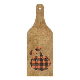 Fall Orange And Black Plaid Autumn Pumpkin Cutting Board