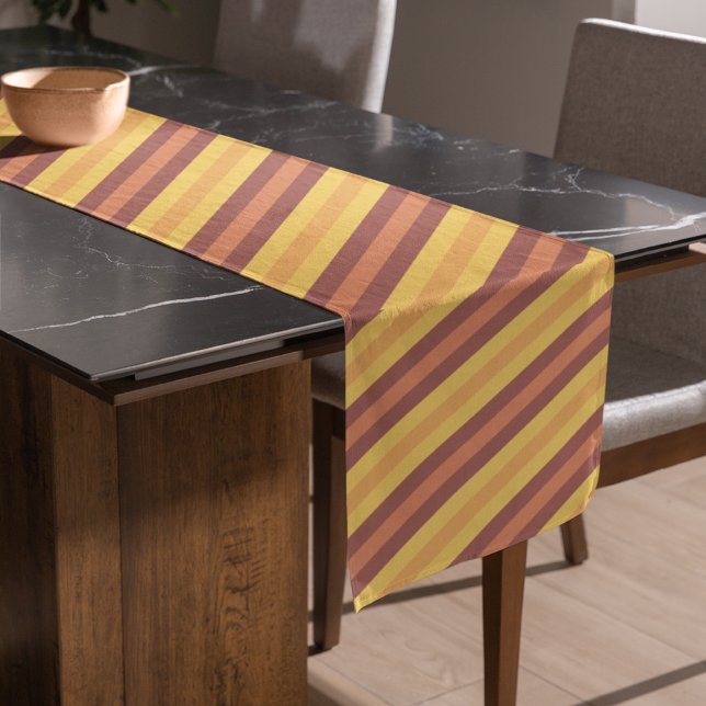 Fall orange Autumn stripped pattern Short Table Runner (Fall orange Autumn stripped pattern Short Table Runner)