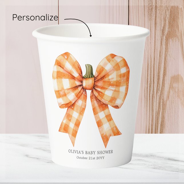 Fall Orange Bow Baby Shower Paper cup (Creator Uploaded)