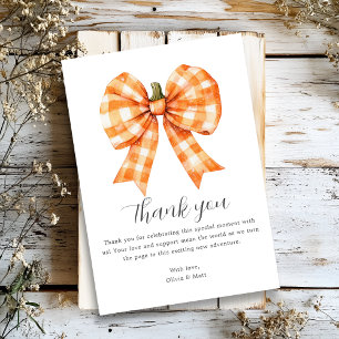 Fall Orange Bow Baby Shower Thank You Card