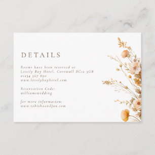 Fall Orange & Brown Wildflowers Wedding Enclosure Card