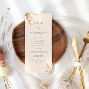 Fall Orange & Brown Wildflowers Wedding Menu