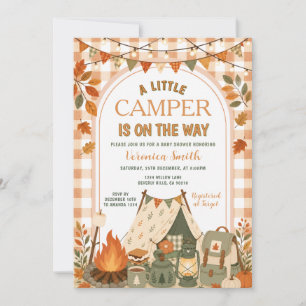 Fall Orange Camping A little Camper Baby Shower Invitation