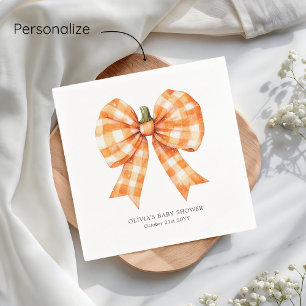 Fall Orange Coquette Bow Baby Shower Napkin
