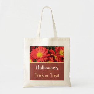 Fall orange daisy flowers Halloween trick or treat Tote Bag