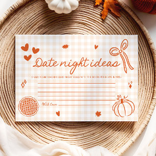 Fall Orange Date night ideas Bridal Shower Game Enclosure Card