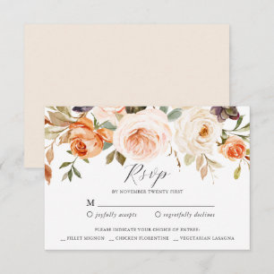 Fall Orange Floral RSVP Reply Card