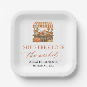Fall Orange Fresh Off The Market Bridal Shower Paper Plate