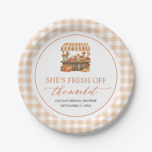 Fall Orange Fresh Off The Market Bridal Shower Paper Plate