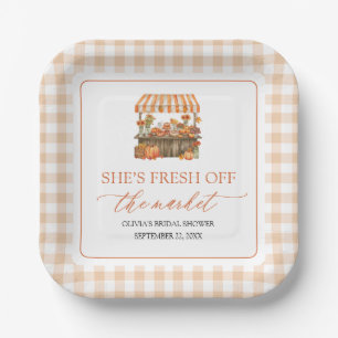 Fall Orange Fresh Off The Market Bridal Shower Paper Plate