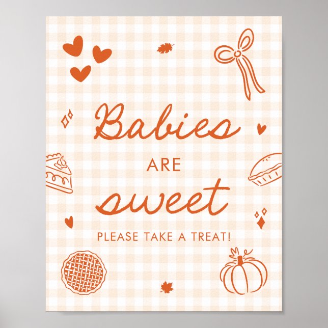Fall Orange Gingham Cutie Pie Babies are Sweet Poster (Front)