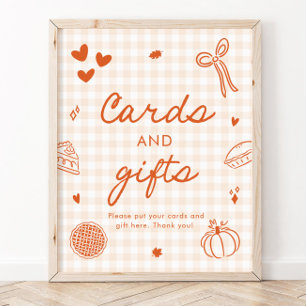 Fall Orange Gingham Cutie Pie Cards and Gifts Poster