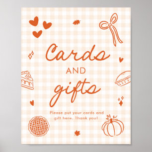 Fall Orange Gingham Cutie Pie Cards and Gifts Poster