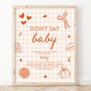 Fall Orange Gingham Cutie Pie Don't Say Baby Game Poster