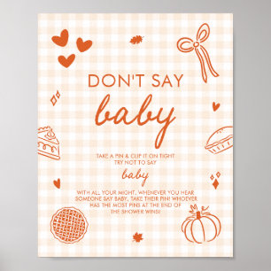 Fall Orange Gingham Cutie Pie Don't Say Baby Game Poster