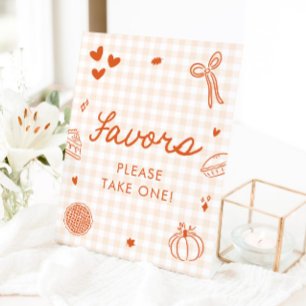 Fall Orange Gingham Cutie Pie Favours Sign