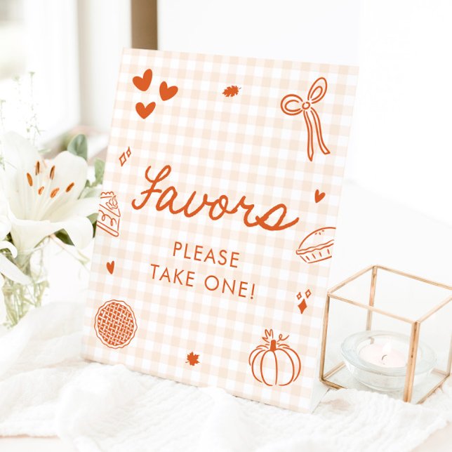 Fall Orange Gingham Cutie Pie Favours Sign (Fall Orange Gingham Cutie Pie Favors Sign)
