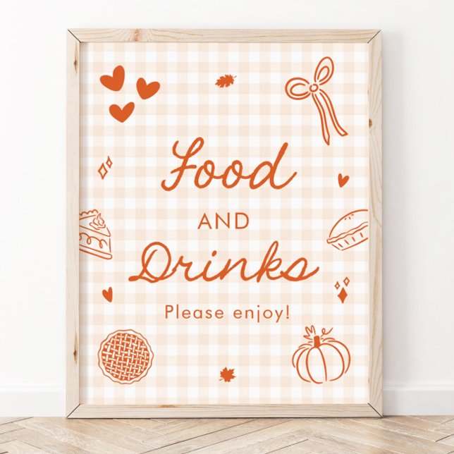 Fall Orange Gingham Cutie Pie Food and Drinks Sign (Fall Orange Gingham Cutie Pie Food and Drinks Sign)