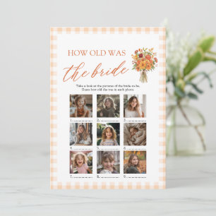 Fall Orange Gingham How Old Was The Bride Game Invitation