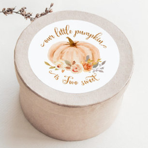 Fall orange  gold little pumpkin is two sweet classic round sticker