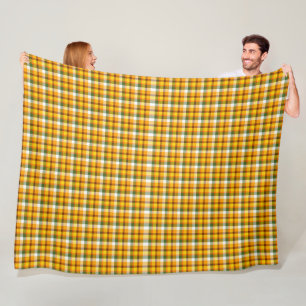 FALL ORANGE GREEN WHITE PLAID PATTERNS FLEECE BLANKET
