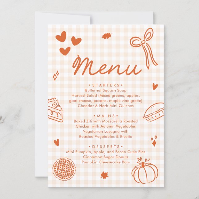 Fall Orange Hand Drawn A Little Cutie Pie Menu (Front)