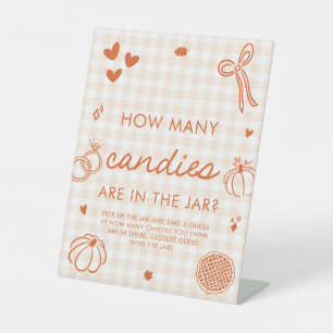 Fall Orange Hand Drawn Guess How Many Candies Game Pedestal Sign