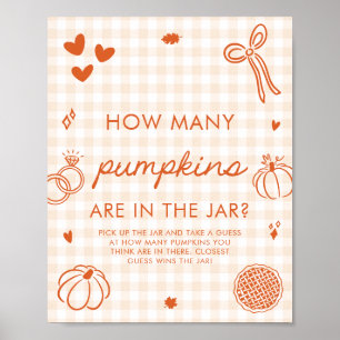 Fall Orange Hand Drawn Guess How Many Pumpkins Poster