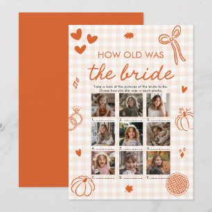 Fall Orange Hand Drawn How Old Was The Bride Game Invitation