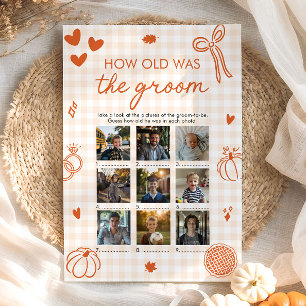 Fall Orange Hand Drawn How Old Was The Groom Game Invitation