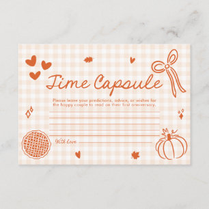 Fall Orange Hand Drawn Time Capsule Bridal Game Enclosure Card