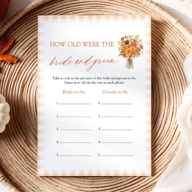 Fall Orange How Old Were The Bride & Groom Game Invitation (Fall Orange How Old Were The Bride & Groom Game)