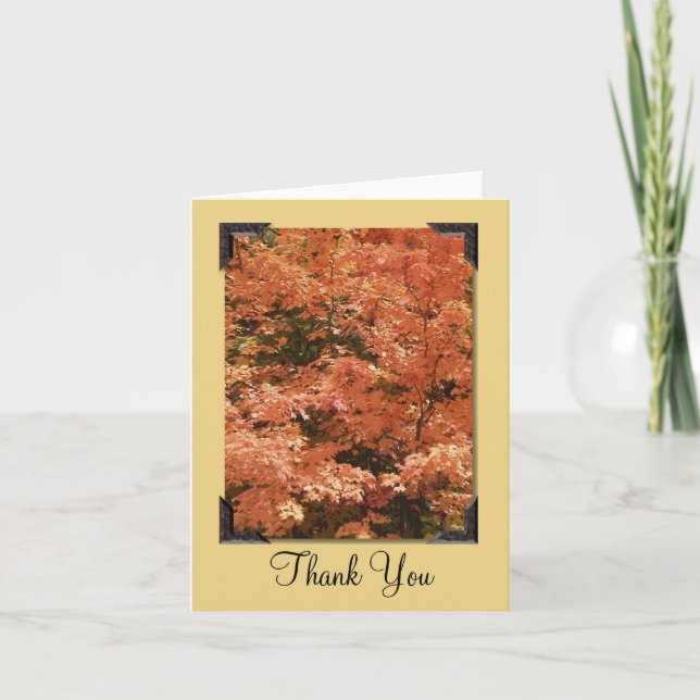 Fall Orange Leaves Thank You Card (Front)