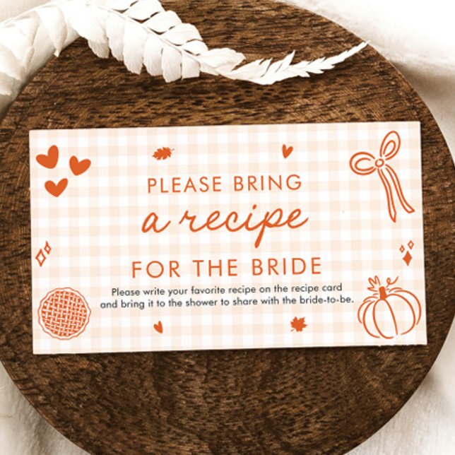 Fall Orange Please Bring A Recipe for Bride Game Enclosure Card (Fall Orange Please Bring A Recipe for Bride Game)