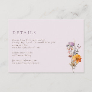 Fall Orange & Purple Wildflowers Wedding Enclosure Card