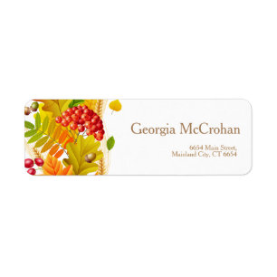 Fall Orange Red Leaves Return Address Label