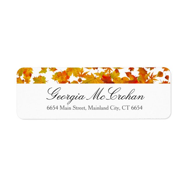 Fall Orange Red Leaves Return Address Label (Front)