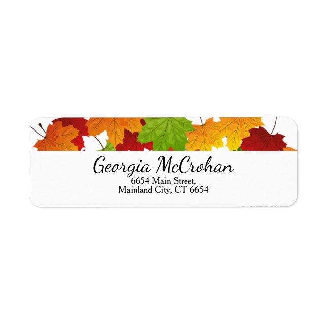 Fall Orange Red Leaves Return Address Label (Front)