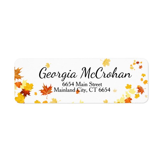 Fall Orange Red Leaves Return Address Label (Front)