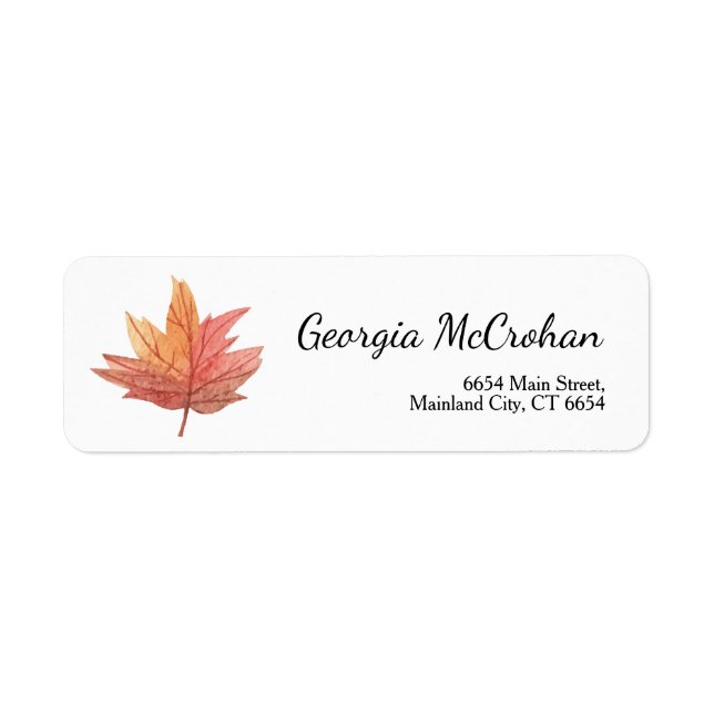 Fall Orange Red Leaves Return Address Label (Front)