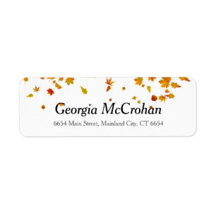 Fall Orange Red Leaves Return Address Label