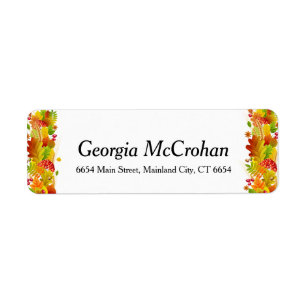 Fall Orange Red Leaves Return Address Label