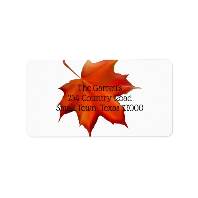 Fall Orange Thanksgiving Leaf Personalized Address Label (Front)